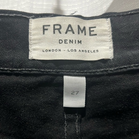 FRAME DENIM  LE HIGH SKINNY RAW HEM JET BLACK SIZE 27 - Picture 7 of 11